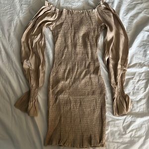 Smocked Long Sleeve Mini Dress